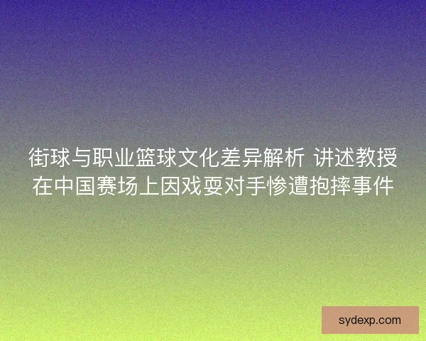 街球与职业篮球文化差异解析 讲述教授在中国赛场上因戏耍对手惨遭抱摔事件